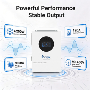 Onduleur Solaire Solyx Standard Américain 6,<span class=keywords><strong>2</strong></span> kW à <span class=keywords><strong>Phase</strong></span> Divisée 120V/240V avec Batterie 48V, WiFi, BMS, Onde Sinusoïdale Pure pour Systèmes Hors Réseau et Connectés - Product Image 3