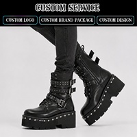 Chaussures de mode pour femmes CHENO, style punk gothique, bottes à talons hauts en cuir pour femmes, nouveau style