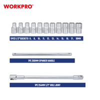 WORKPRO – Jeu de douilles manuelles pour réparation de moto, 13 pièces, en acier, avec coffret rigide