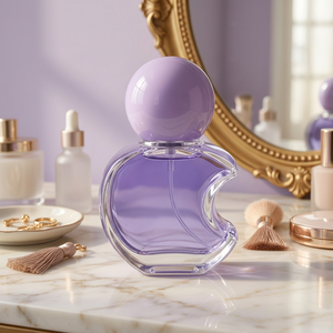 Parfum de Luxe HKH en Flacon en Verre Transparent en Forme de Pomme avec Bouchon Sphérique Violet 30ml & 50ml, Vaporisateur à Pompe Scellé - Product Image 1