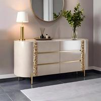 Console de rangement minimaliste italienne de luxe en bois massif à 6 tiroirs pour salon