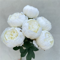 Fleurs artificielles LUYI - Fleurs en soie blanches et roses au toucher réel, pivoines artificielles en vrac, 7 têtes rondes