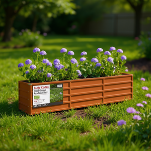 Bac à légumes surélevé en acier corten rouillé 94,5x15,7x17,7 pouces pour le jardinage à domicile - Product Image 2