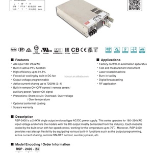 Fuente de Alimentación Conmutada Meanwell RSP-2400-24 de 2400W, 24V CC, con PFC y Ventilador CC - Product Image 3