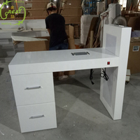 Table de manucure de salon moderne en métal blanc de luxe, nouvelle, bon marché, en gros, avec ventilation et lumière LED pour salon de manucure