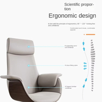 Chaise de bureau Boss en cuir véritable, design moderne et simple, ergonomique, pivotante, avec base à 5 étoiles et accoudoirs fixes, pour chambre à coucher