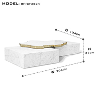 Table basse en marbre blanc de luxe, personnalisée, pour appartement, salon, meubles de salon