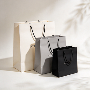 Sacs shopping en papier personnalisés avec poignées torsadées, impression offset, recyclables, sacs plats standard pour entreprises et shopping - Product Image 2