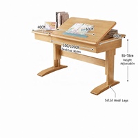 Bureau d'étude ergonomique pour enfants, réglable en hauteur manuellement, avec tiroir et étagère inclinables, système de levage à manivelle, en bois écologique