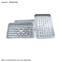 Plateau de cuisson jetable en aluminium perforé 340x235x25mm pour barbecue, idéal pour rôtir et cuire en extérieur (vente en gros)