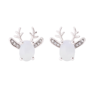 Orecchini a Perno a Forma di Renna, Placcati in Oro Bianco con Cristalli e Strass, Gioielli di Moda per Donne, Idea Regalo - Product Image 1