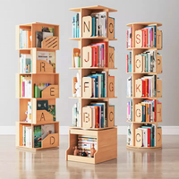 Étagère à livres en bois rotative à 360 degrés sur mesure, multi-niveaux, sur pied, pour enfants, bibliothèque alphabet, présentoir, meuble