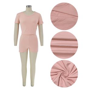 Viviblook ASST78 Ensemble deux pièces d'été pour femmes, couleur unie, décontracté, short et motard Ensemble 2 pièces pour femmes - Product Image 2
