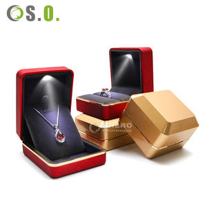 Premium High End Jewelry Box with Stainless Steel Gold Trim and LED Light Custom Color Size for <b>Ring</b> Bracelet Necklace <b>Storage</b> - Product Image 2