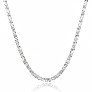 Elegante Cadena de Tenis Bling de Plata de Ley 925 con Baño de Rodio y Diamantes CVD Cultivados en Laboratorio de 2MM, de 16 Pulgadas, Personalizada para Fiesta - Product Image 1