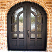 Porte extérieure en fer forgé au design industriel simple et élégant pour les modèles de maisons, entrée à double battant en fer forgé