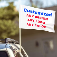 Drapeau de voiture personnalisé 12x18 pouces 100% polyester avec mât en plastique et motif à votre choix pour vitre de voiture, événements sportifs, promotion et décoration automobile