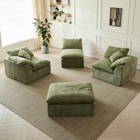 Canapé-lit modulaire en tissu chenille de 109 pouces, en forme de L, 3 places, avec assise profonde surdimensionnée, garni d'éponge, ottoman modulaire, vert