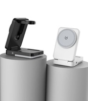 Support de charge sans fil magnétique pliable 3-en-1 15W avec veilleuse LED et station de charge multifonctionnelle pour téléphone, montre et écouteurs avec lampe