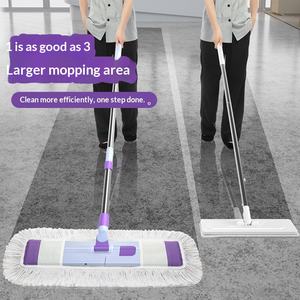 Nouvelle serpillière à manche télescopique grande taille, pour nettoyage de sol plat domestique, utilisation à sec et humide, outil de nettoyage paresseux à une poussée, balai poussoir à poussière double usage - Product Image 1