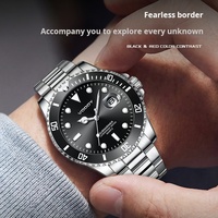 Montre à quartz de luxe pour homme, bracelet en acier inoxydable, cadran analogique 44 mm, date lumineuse, étanche 30M, usage quotidien