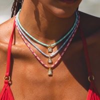Collier en acier inoxydable pour femme, best-seller transfrontalier, inspiré de la dopamine, avec corde tressée colorée et zircon, luxe léger, personnalisé