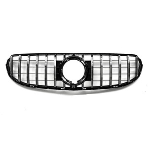 Grille avant Mercedes-Benz GLC Dynamic X253 GT, bandes verticales noires, ABS argenté, compatible avec le pare-chocs avant 2020-2022 - Product Image 3