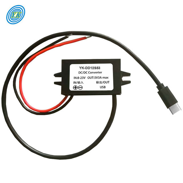 YUCOO Waterproof DC DC Buck Converter 12V 24V to 5V 3A 15W USB Type-C Output Step Down Module Power Adapter for Cellphone Car