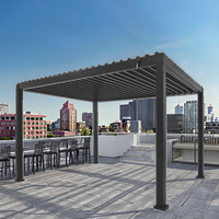 Abeille jardin moderne autoportante en aluminium étanche bioclimatique persiennes rétractables motorisées cellule solaire coulissante Pergola Gazebo