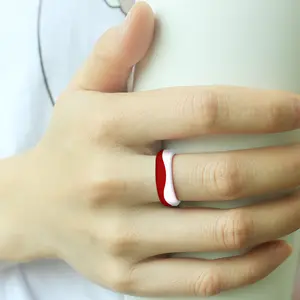 Dual Kleur Siliconen Wedding Band Voor Lady En Vrouwen Ademend Sport Rubber Ring