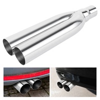 FTHP Long Dual 2.5inch Exhaust Tip Chrome Stainless Steel Universal Car Exhaust Tips Muffler Tip Tail Pipe untuk bmw