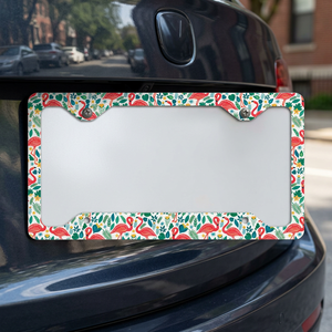 ArtOnWear Plastic <b>Pink</b> Flamingos and Tropical Flowers License Plate <b>Frame</b> Pattern - Product Image 3