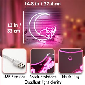 Moon Cat Letreros Neon LED indoor hanging ambient light shop <b>sign</b> wall decoration light entrance indicator light luminous <b>sign</b> - Product Image 3