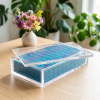 Boîte de rangement de luxe en acrylique transparent pour Mahjong américain, 1-7/16 pouces, avec couvercle, étanche, de haute qualité, pour l'affichage et le rangement des tuiles de Mahjong