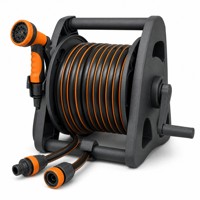 Enrouleur de tuyau d'arrosage portable à connexion rapide 12 mm, double couche, 10 m, léger, en plastique ABS, avec raccord rapide