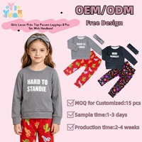 Ensemble décontracté polyvalent 3 pièces pour petites filles : T-shirt graphique, leggings colorés à motif cactus, bandeau doux noué – Prise en charge de la personnalisation