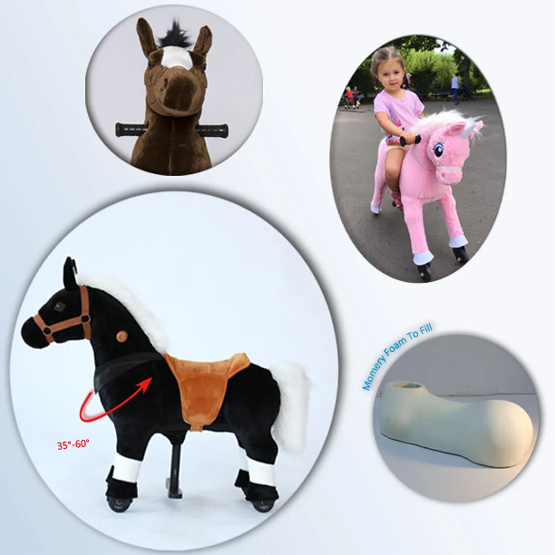 Sang trọng ngựa món quà tốt nhất động vật đi xe trên đồ chơi sang trọng Unicorn bé Đồ chơi LED bên ngựa Đặt món quà sinh nhật Anime đồ chơi sang trọng