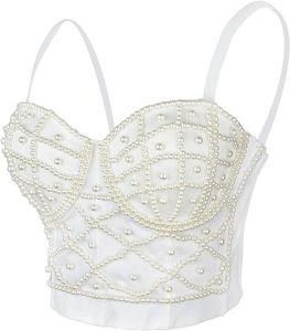 Perle licou gilet couleur unie court bustier tubulaire femme Shapewear dame haut court maigre ajusté Corset soutien-gorge Sexy Camisole avec <span class=keywords><strong>perles</strong></span> - Product Image 2