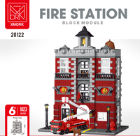 Blocs de construction modernes de caserne de pompiers XMORK, jouet éducatif en plastique ABS, ensemble de jeu de pompier pour enfants