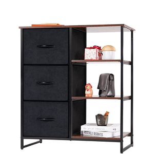 <span class=keywords><strong>Commode</strong></span> classique à <span class=keywords><strong>5</strong></span> <span class=keywords><strong>tiroirs</strong></span> en bois avec rangement en tissu pour placard de chambre ou entrée - Product Image 6