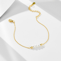 Peishang bijoux en gros 925 argent Sterling 14K plaqué or femmes quotidien 3 pierres petit coquillage perle Bracelet