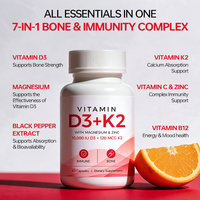 Capsules de Vitamine D3 K2 avec Magnésium Zinc 10000 UI pour la Santé Osseuse et Immunitaire – Fabricant OEM – Complément Alimentaire pour la Santé Osseuse