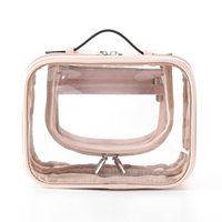 Étui à cosmétiques en PVC tendance, taille moyenne, fermeture éclair, poignée souple, écologique, résistant à l'eau, durable, portable, grande capacité