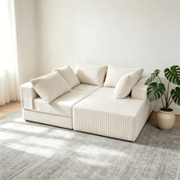 Canapé modulaire ergonomique en forme de L en mousse recouvert de tissu, 3 places, canapé-lit sectionnel inclinable avec mousse compressée