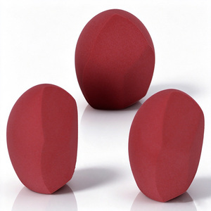 Éponge de maquillage rouge bordeaux sans latex en forme de goutte d'eau, avec étui transparent pour le mélange du fond de teint - Product Image 5