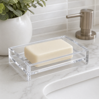 Support à Savon en Acrylique Personnalisé Transparent avec Fentes de Drainage pour Salle de Bain, Organisateur de Coiffeuse, Base de Rangement, Impression de Logo OEM