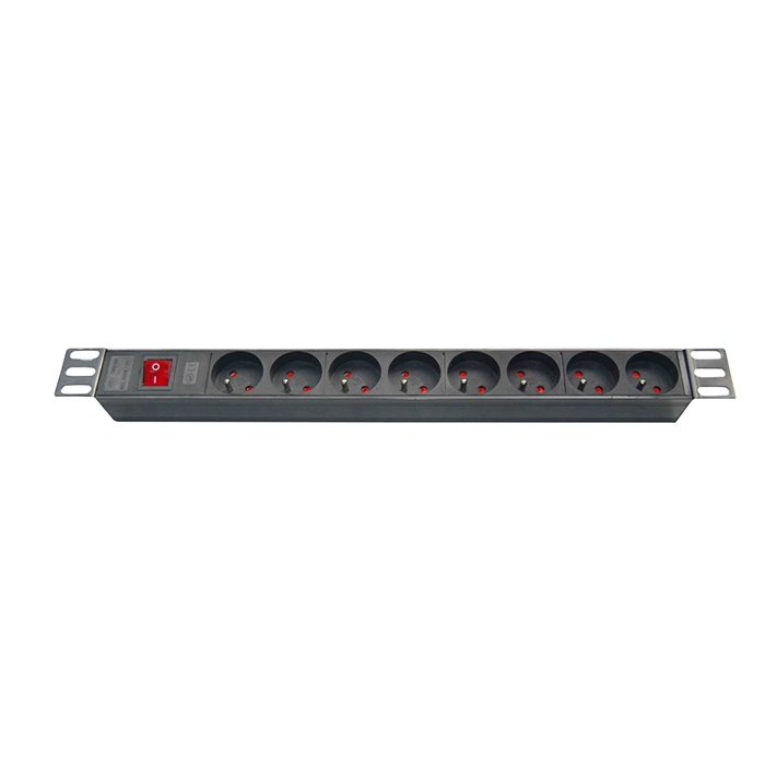 19" 1U Rackmount 16A 220/250V French PDU with aluminum shell