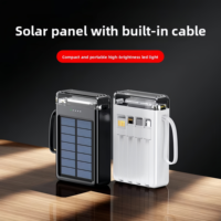 Batterie solaire portable à LED lithium-ion avec câble, 10000 mAh, sortie multi-ports personnalisée, chargeur de téléphone, stations d'alimentation