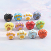 Perles en céramique mignonnes peintes à la main en forme de patte de chat et de patte de chien, 13*12mm, pour la fabrication de bijoux DIY