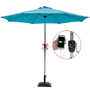 9' Solar LED Outdoor Tilt Sun Umbrella with USB Charge - Product Image 1